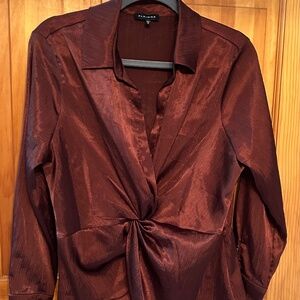 NWOT Pleione Designer Brand Burgundy Rust Blouse